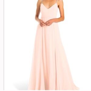 Joanna August Silver Bells Chiffon Claudette Long Feminine Bridesmaid/Mob Dress